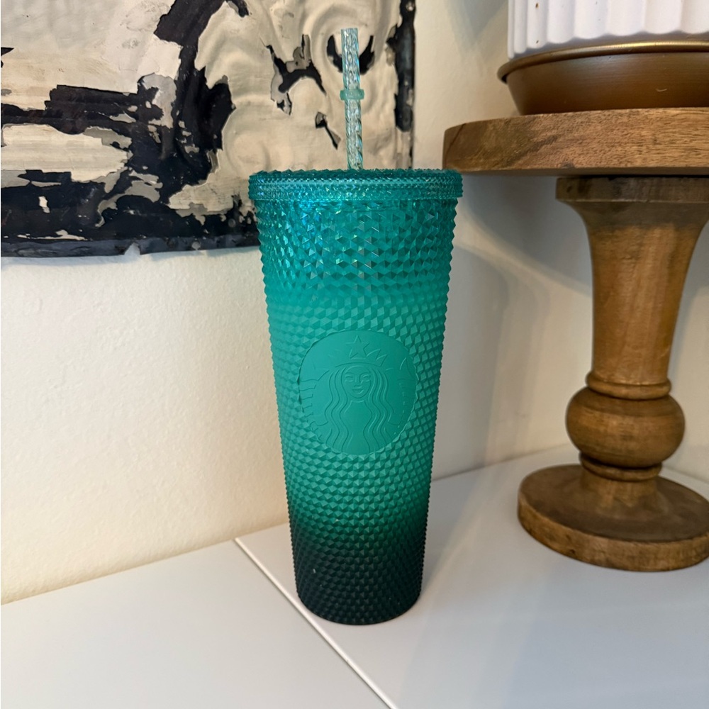 Starbucks Waxberry Mint Green Ombré Gradient Studded Tumbler